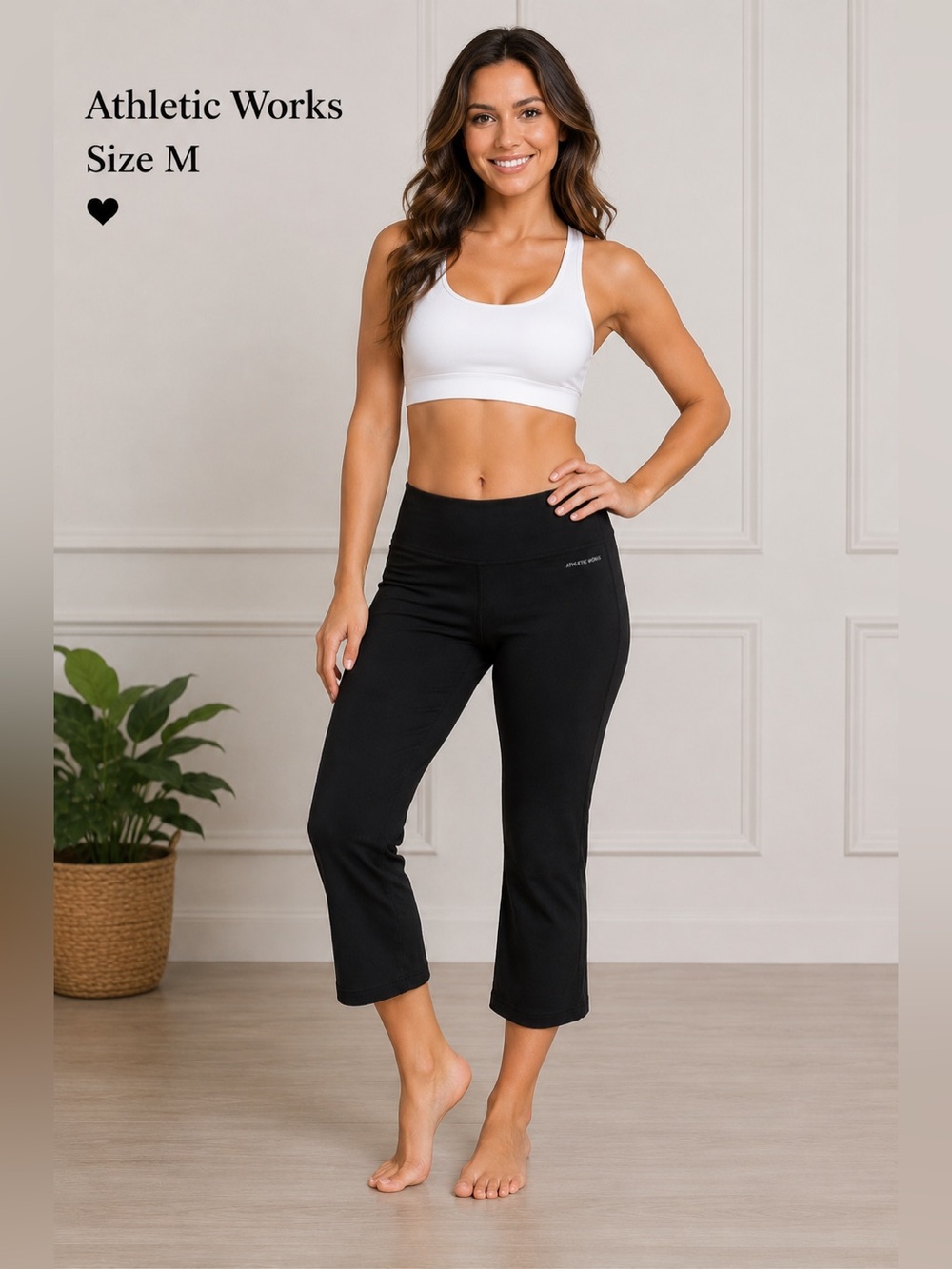 ATHLETIC Works Black Yoga joggers Athleisure workout comfort Pants/size M
